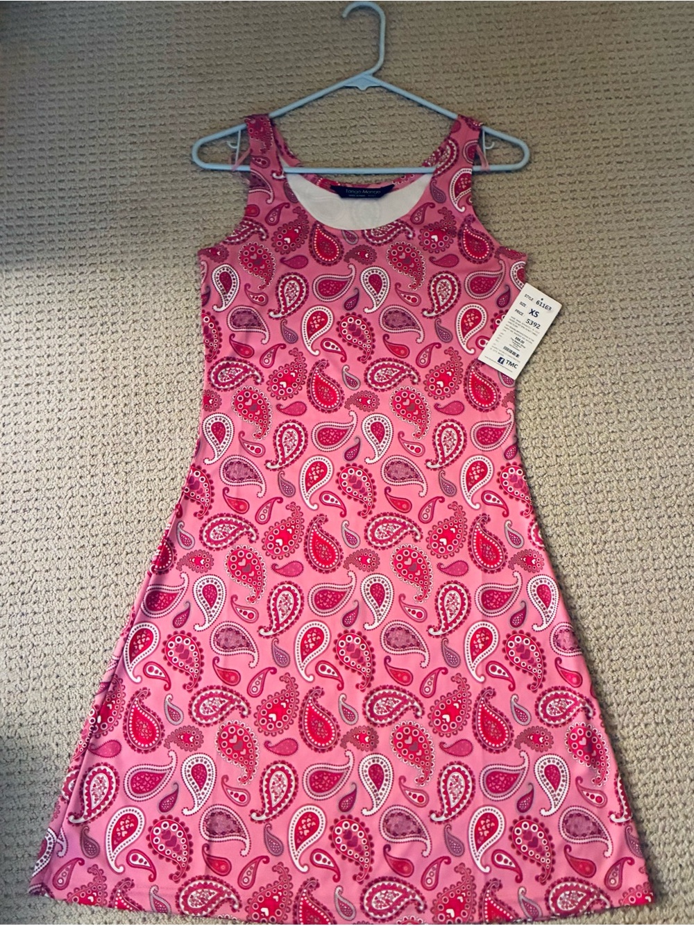 Sleeveless Pink Paisley A-Line Mini Dress